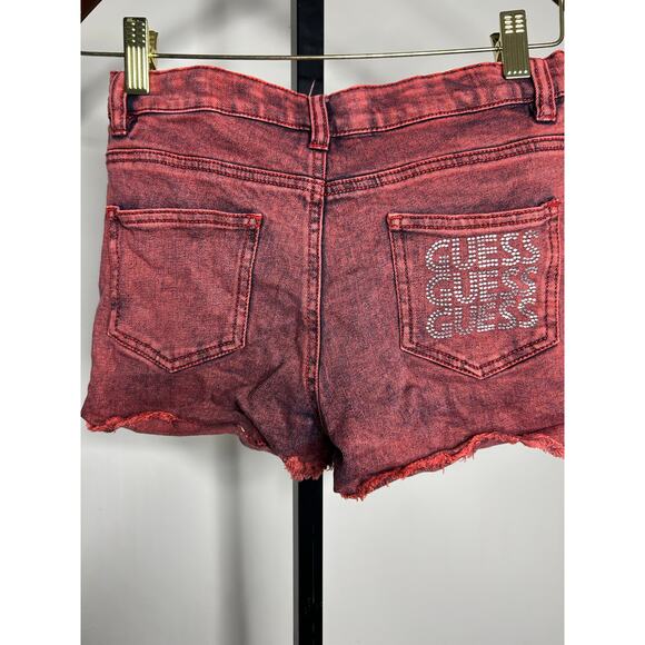 Guess Kids jean shorts- size 10y- red wash,‎ bling embellishment - Picture 3 of 4